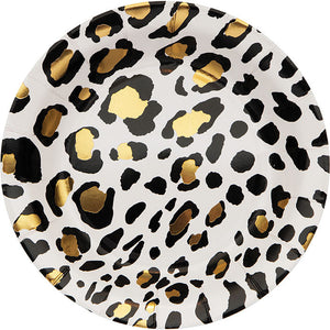 Bulk Pack of 16 Leopard Paper/Foil Dessert Plate