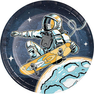 Bulk Pack of 24 Space Skater Paper Dessert Plate