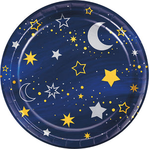 Bulk Pack of 16 Starry Night Paper/Foil Dessert Plate