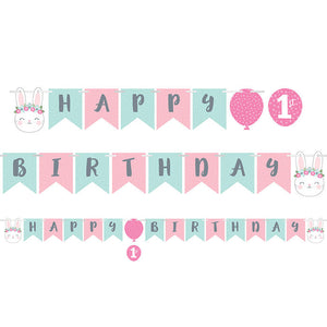 Bulk Pack of 2 Birthday Bunny Happy Birthday Banner W/ Sticker