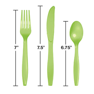 Bulk Pack of 48 Fresh Lime Green Assorted Plastic Cutlery