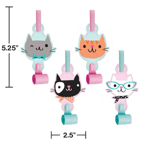 Bulk Pack of 16 Purr-Fect Cat Party Blowouts w/Medallion