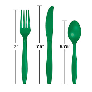 Bulk Pack of 48 Emerald Green Assorted Plastic Cutlery