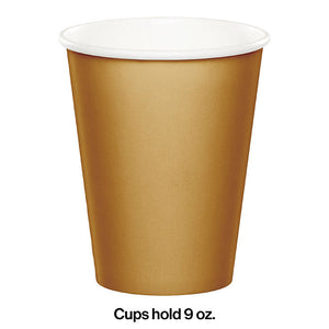 Bulk Pack of 48 Glittering Gold Hot/Cold Paper Cups 9 Oz