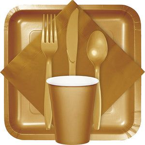 Bulk Pack of 48 Glittering Gold Assorted Plastic Cutlery