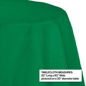 Bulk Pack of 2 Emerald Green 82" Round Polylined Tissue Tablecover