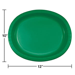 Bulk Pack of 16 Emerald Green Paper Oval Platter 10" X 12"