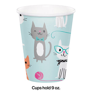 Bulk Pack of 16 9 Oz Purr-Fect Party Hot/Cold Paper Paper Cups