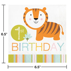 Bulk Pack of 32 Happy Jungle 1st Birthday Napkins