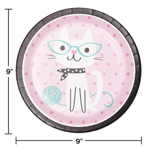 Bulk Pack of 16 Purr-Fect Cat Party Paper Plates