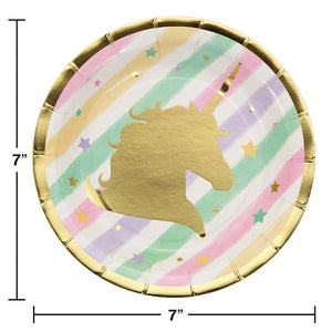 Bulk Pack of 16 Sparkle Unicorn Paper Dessert Plates