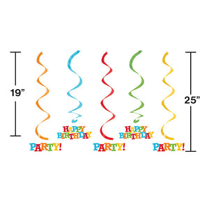 Bulk Pack of 10 Dizzy Danglers Happy Birthday Stripes