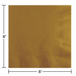 Bulk Pack of 100 Glittering Gold Beverage Napkin 2Ply