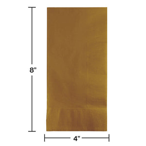 Bulk Pack of 100 Glittering Gold Dinner Napkins 2Ply 1/8Fld