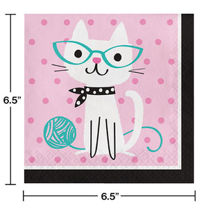 Bulk Pack of 32 Purr-Fect Cat Party Napkins