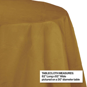 Bulk Pack of 2 Glittering Gold 82" Round Polylined Tissue Tablecover