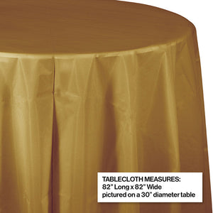 Bulk Pack of 2 Glittering Gold 82" RoundPlasticTablecover