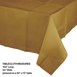 Bulk Pack of 2 Glittering Gold Tablecover 54"X 108" Polylined Tissue