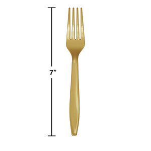 Bulk Pack of 48 Glittering Gold Plastic Forks