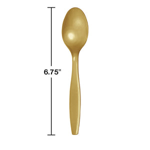 Bulk Pack of 48 Glittering Gold Plastic Spoons