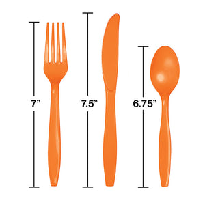 Bulk Pack of 54 Sunkissed Orange Assorted Plastic Cutlery