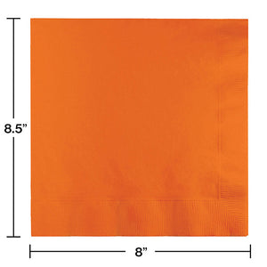 Bulk Pack of 50 Sunkissed Orange Dinner Napkins 3Ply 1/4Fld