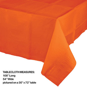 Bulk Pack of 3 Sunkissed Orange Plastic Tablecover 54" X 108"