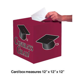 Bulk Pack of 2 Burgundy Graduation 9" Card Box