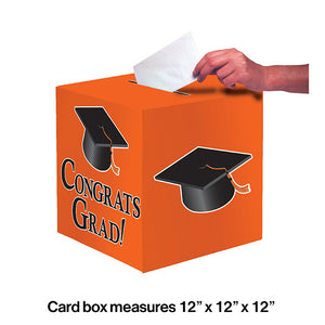 Bulk Pack of 2 Orange Graduation 9" Card Box