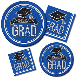 Bulk Pack of 36 Blue Graduation Paper Dessert Plates