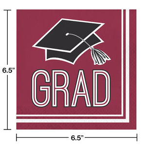 Bulk Pack of 72 Burgundy Graduation Red Napkins