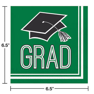 Bulk Pack of 72 Green Graduation Napkins