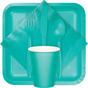 Bulk Pack of 50 Teal Lagoon Dinner Napkins 3Ply 1/4Fld