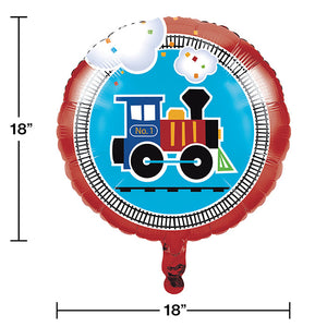 Bulk Pack of 2 All Aboard Train Metallic Balloon 18"