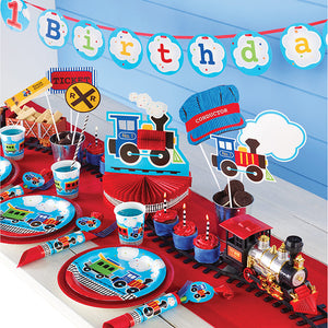 Bulk Pack of 24 All Aboard Train Paper Dessert Plates