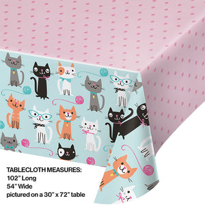 Bulk Pack of 2 Purr-Fect Cat Party Plastic Tablecover