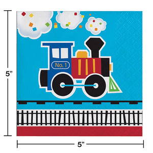 Bulk Pack of 48 All Aboard Train Beverage Napkins