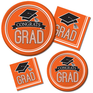 Bulk Pack of 72 Orange Graduation Beverage Napkins