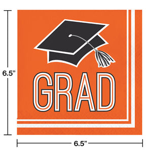 Bulk Pack of 72 Orange Graduation Napkins