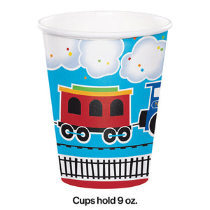 Bulk Pack of 16 All Aboard Train Hot/Cold Paper Cups 9 Oz