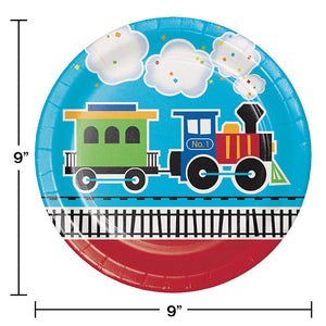 Bulk Pack of 16 All Aboard Train Paper Plates