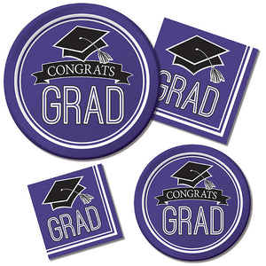 Bulk Pack of 72 Purple Graduation Beverage Napkins