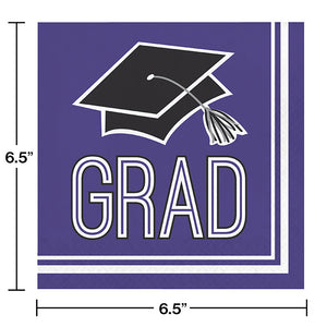 Bulk Pack of 72 Purple Graduation Napkins