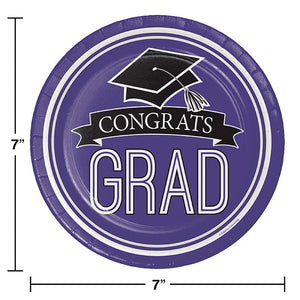 Bulk Pack of 36 Purple Graduation Paper Dessert Plates