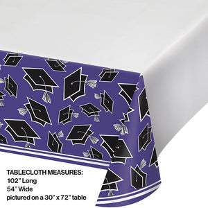 Bulk Pack of 2 Purple Graduation Table Cover