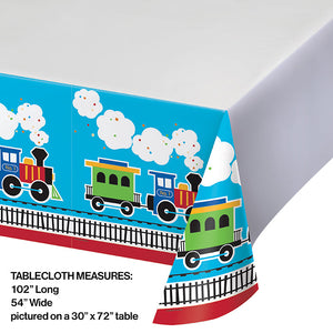 Bulk Pack of 2 All Aboard Train Plastic Tablecover Border, 54" X 102"