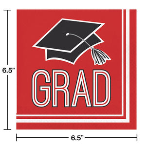 Bulk Pack of 72 Red Graduation Napkins