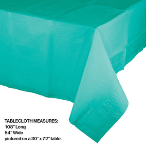 Bulk Pack of 2 Teal Lagoon Tablecover 54"X 108" Polylined Tissue