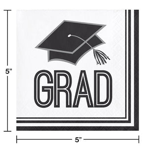 Bulk Pack of 72 White Graduation Beverage Napkins