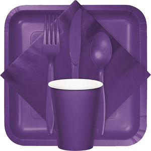 Bulk Pack of 48 Amethyst Purple Assorted Plastic Cutlery